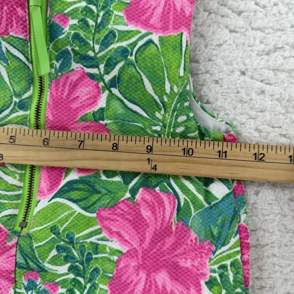 Tommy Bahama Dress Girls 4 Green Pink Floral Sleeveless A Line Hawaiian Summer